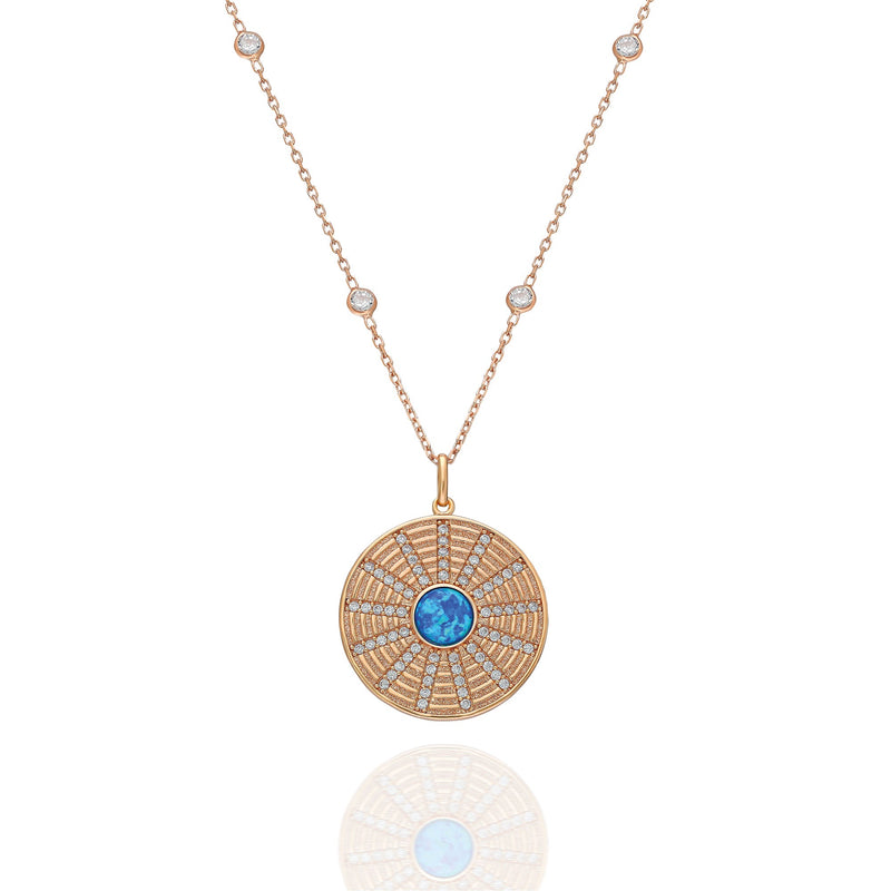 NECKLACE LONG SUN DARK BLUE