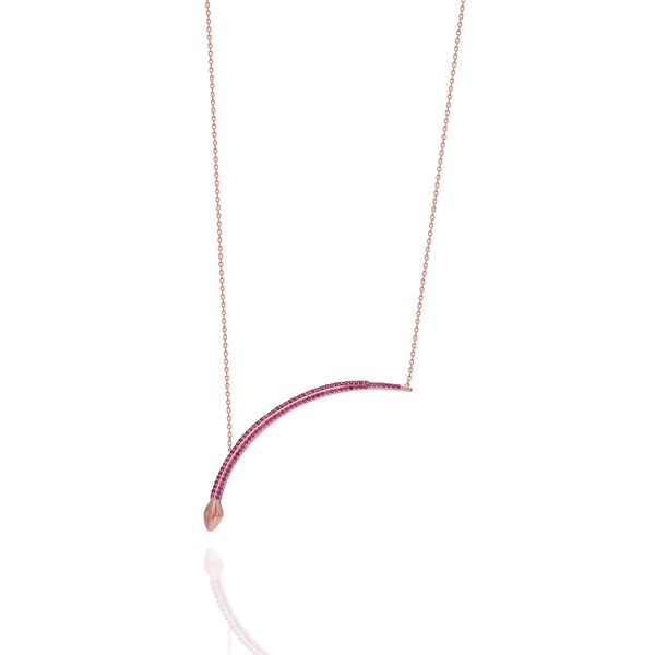 Moon Snake Necklace hot pink