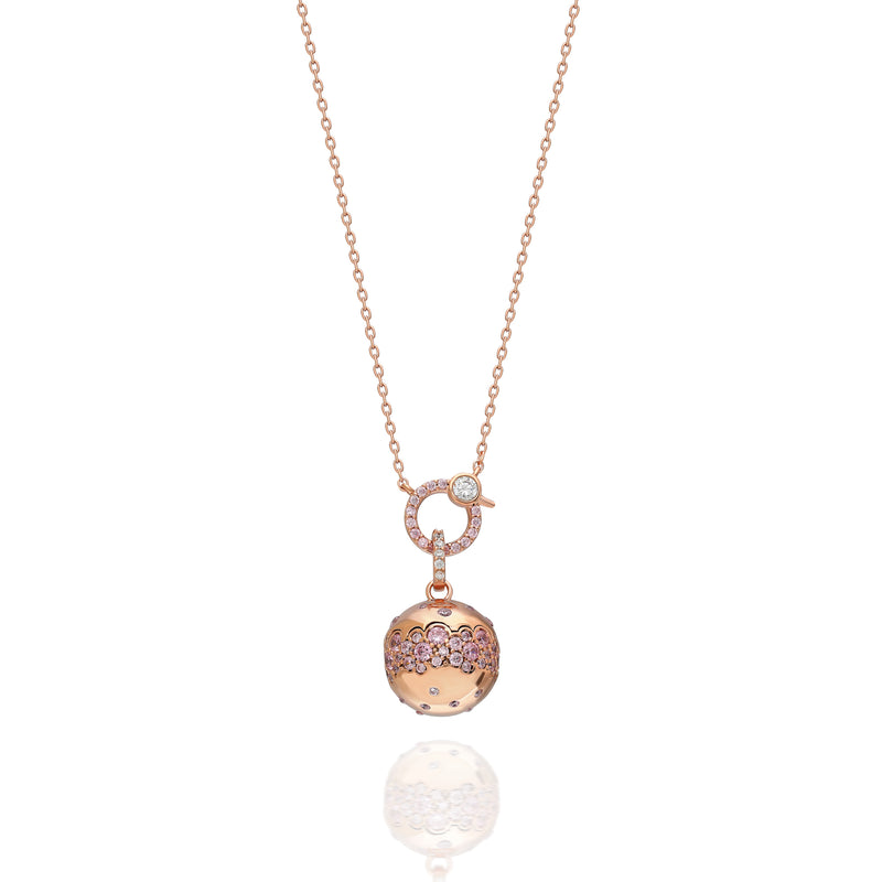 crystal ball baby pink necklace