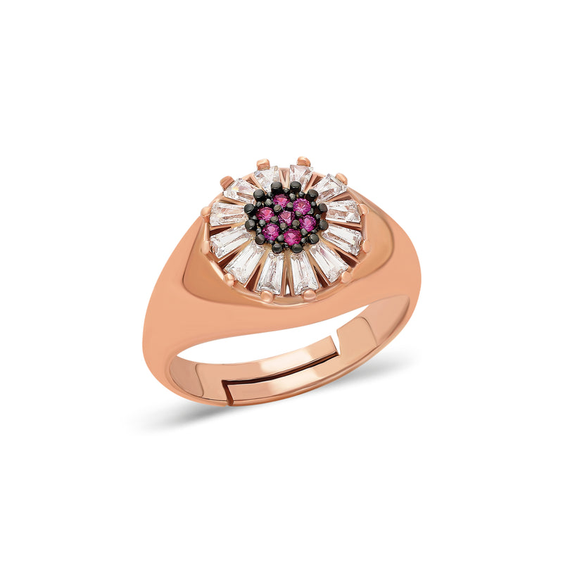 Hot pink flower ring