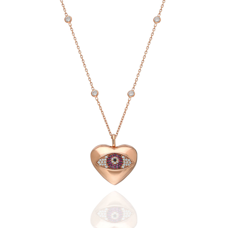 NECKLACE EYE LONG PINK